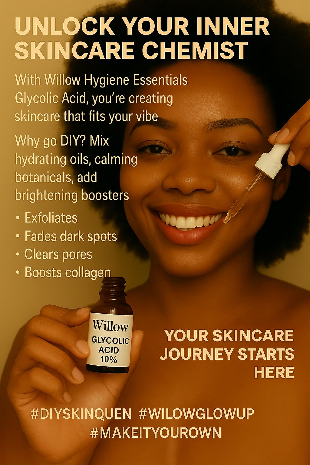 Glycolic Acid 10%, Pure Glycolic Acid Liquid, Glycolic Acid for Makeup, Serum, Toner & Lotion, Industrial Cosmetic Application, Skin & Hair Care Product, Glycolic Acid Bulk, Manufactured in USA, 16 oz