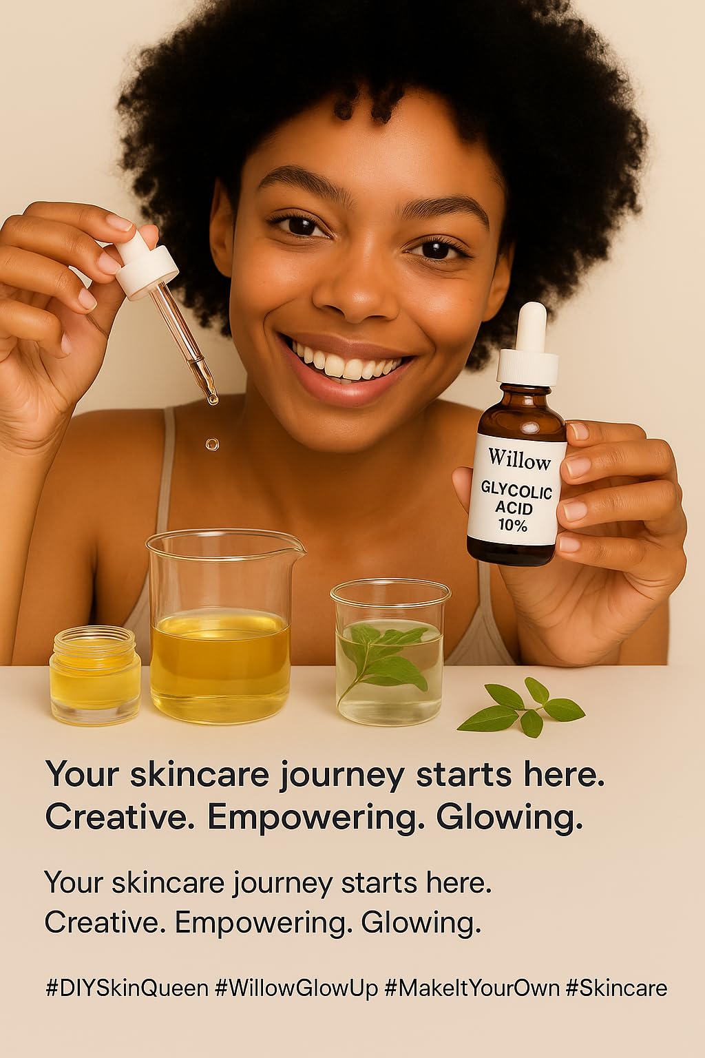 Glycolic Acid 10%, Pure Glycolic Acid Liquid, Glycolic Acid for Makeup, Serum, Toner & Lotion, Industrial Cosmetic Application, Skin & Hair Care Product, Glycolic Acid Bulk, Manufactured in USA, 8 oz.