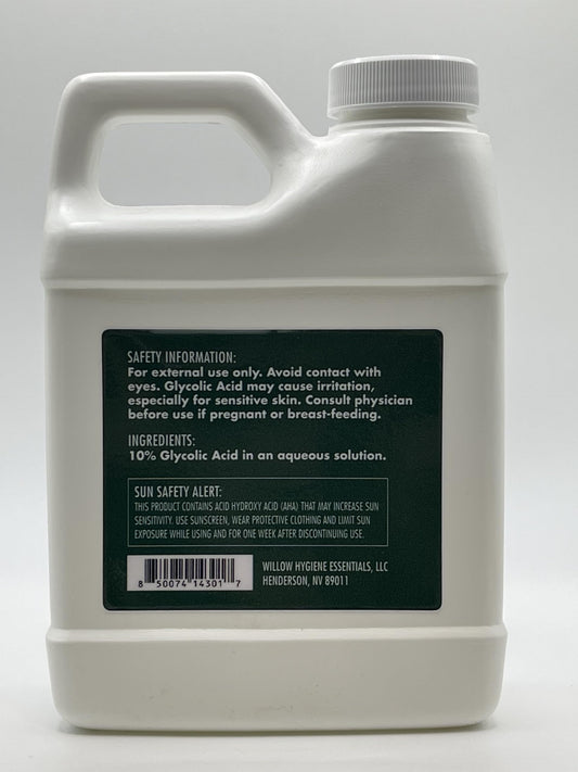 Glycolic Acid 10%, Pure Glycolic Acid Liquid, Glycolic Acid for Makeup, Serum, Toner & Lotion, Industrial Cosmetic Application, Skin & Hair Care Product, Glycolic Acid Bulk, Manufactured in USA, 16 oz