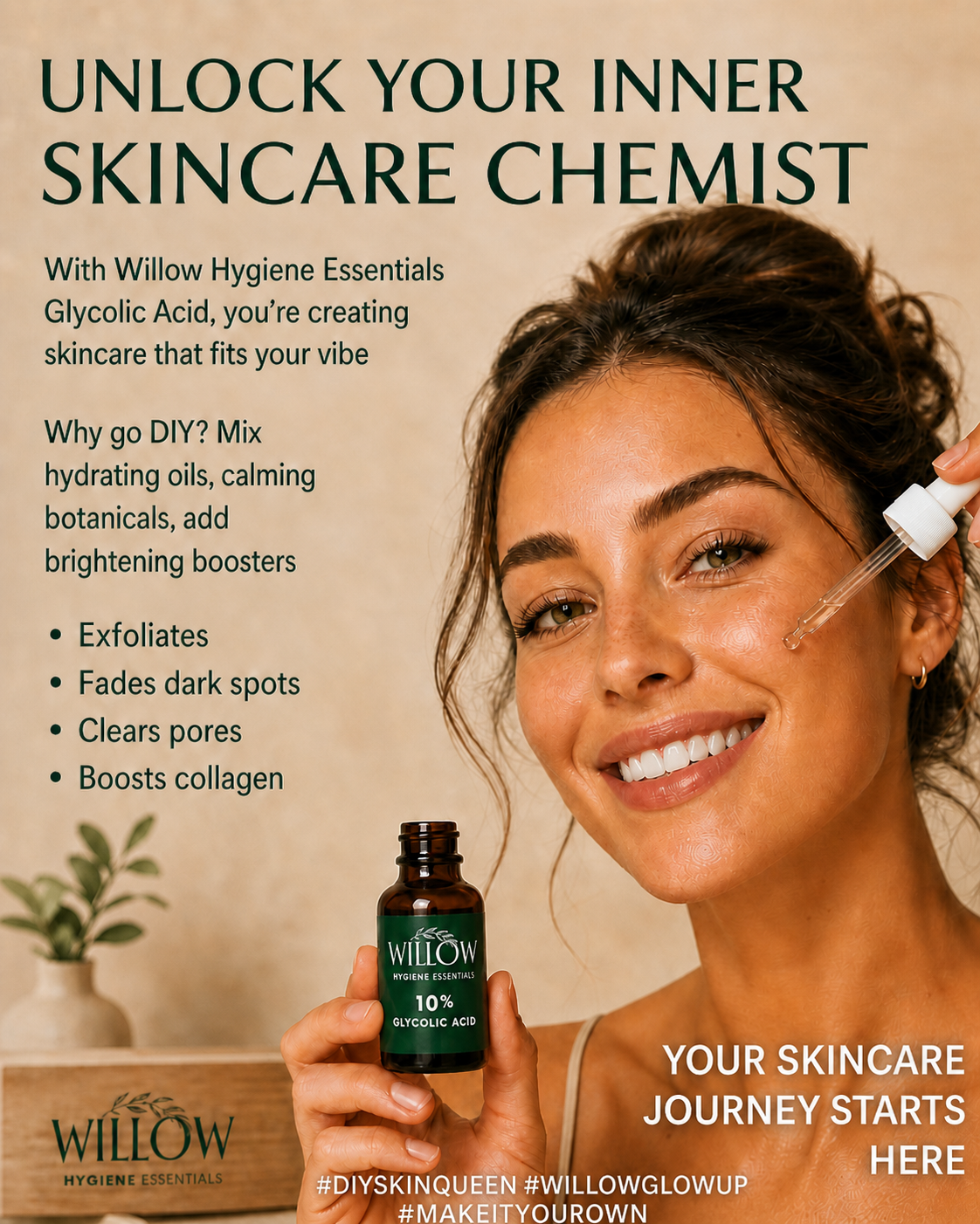 Glycolic Acid 10%,Pure Glycolic Acid Liquid, Glycolic Acid for Makeup, Serum, Toner & Lotion, Industrial Cosmetic Application, Skin & Hair Care Product, Glycolic Acid Bulk, Manufactured in USA, 32 oz