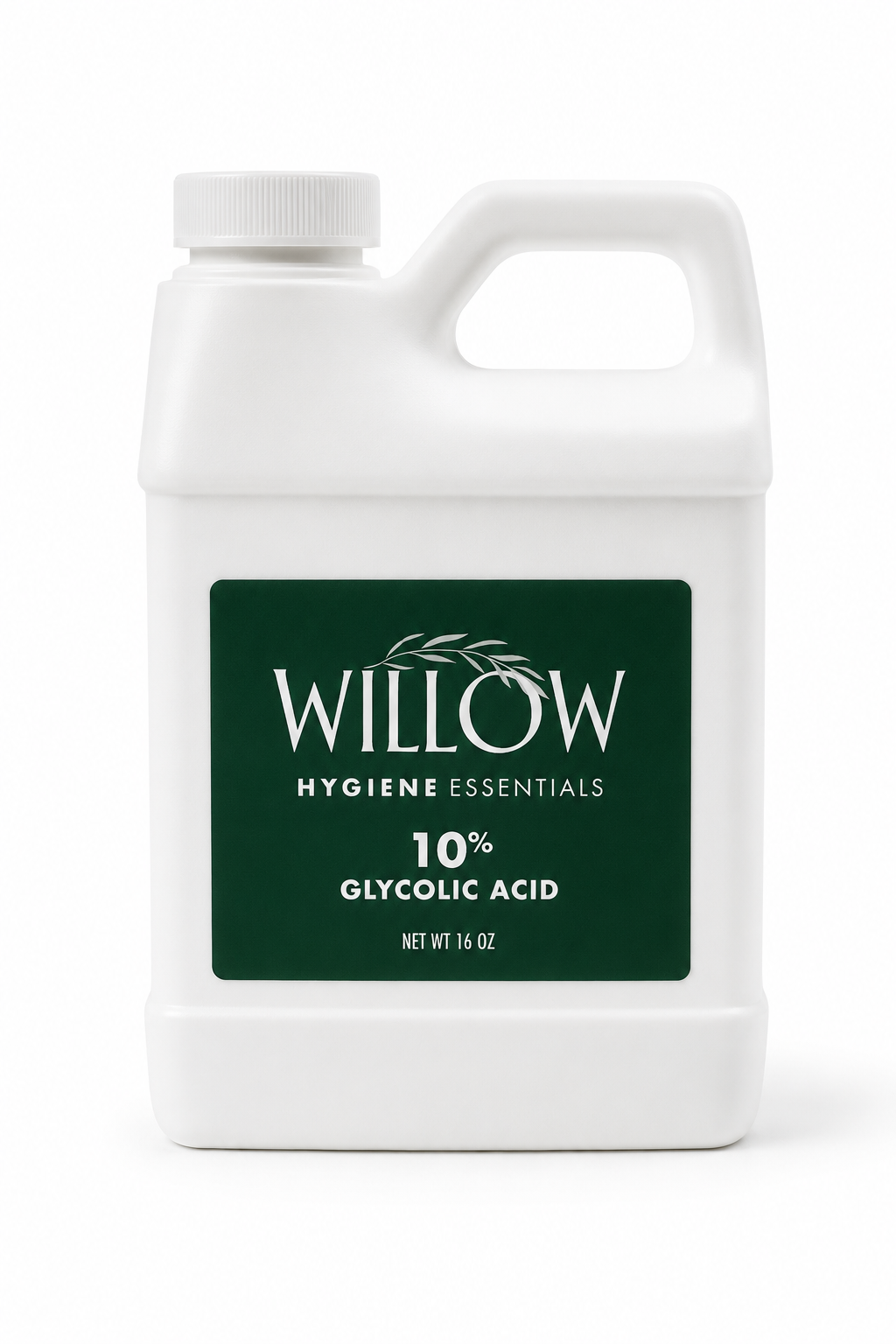 Willow Hygiene Essentials Glycolic Acid 10% cosmetic ingredient, 16oz bottle