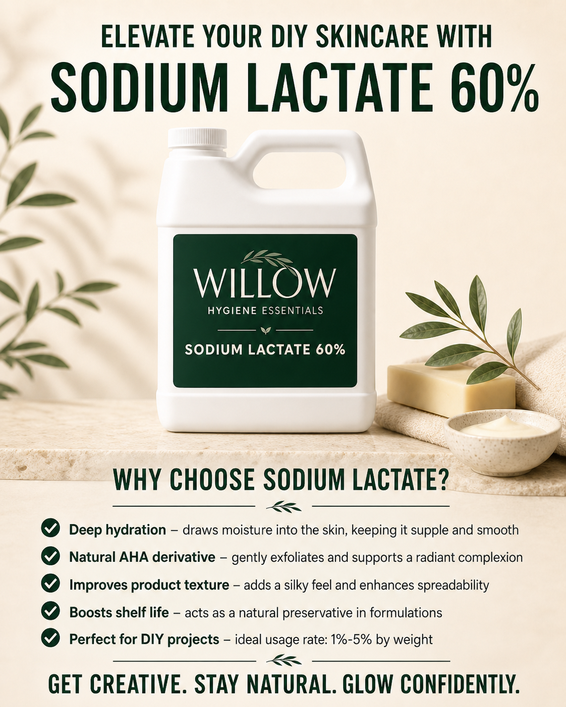 Sodium Lactate, 60% Pure Natural Perservative, Made in The USA, Sodium Lactate Used for Making Soaps and lotions, Sodium Lacate Liquid, 8 oz.